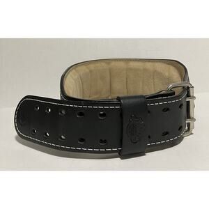 Vtg Altus Leather 4” Weight Lifting Belt Double-Prong Buckle Black Lg 34-42 USA